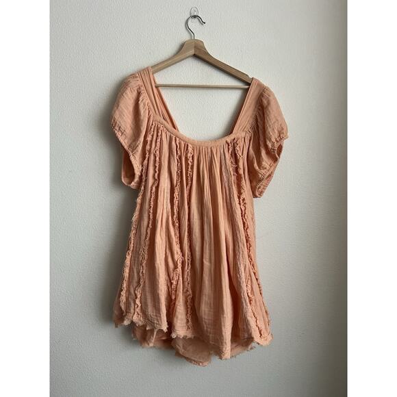 Free People Angele Mini Dress Womens Small Peach Color Short Boho - Picture 3 of 7